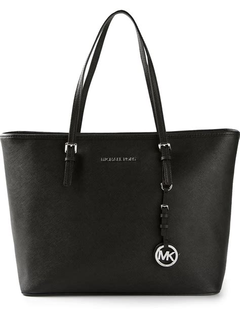 plain black michael kors handbag|michael kors black tote handbag.